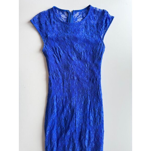 Vintage 00's LE CHATEAU Royal Blue Stretch Lace Fish Tail Maxi Dress, Size XS - Picture 5 of 12